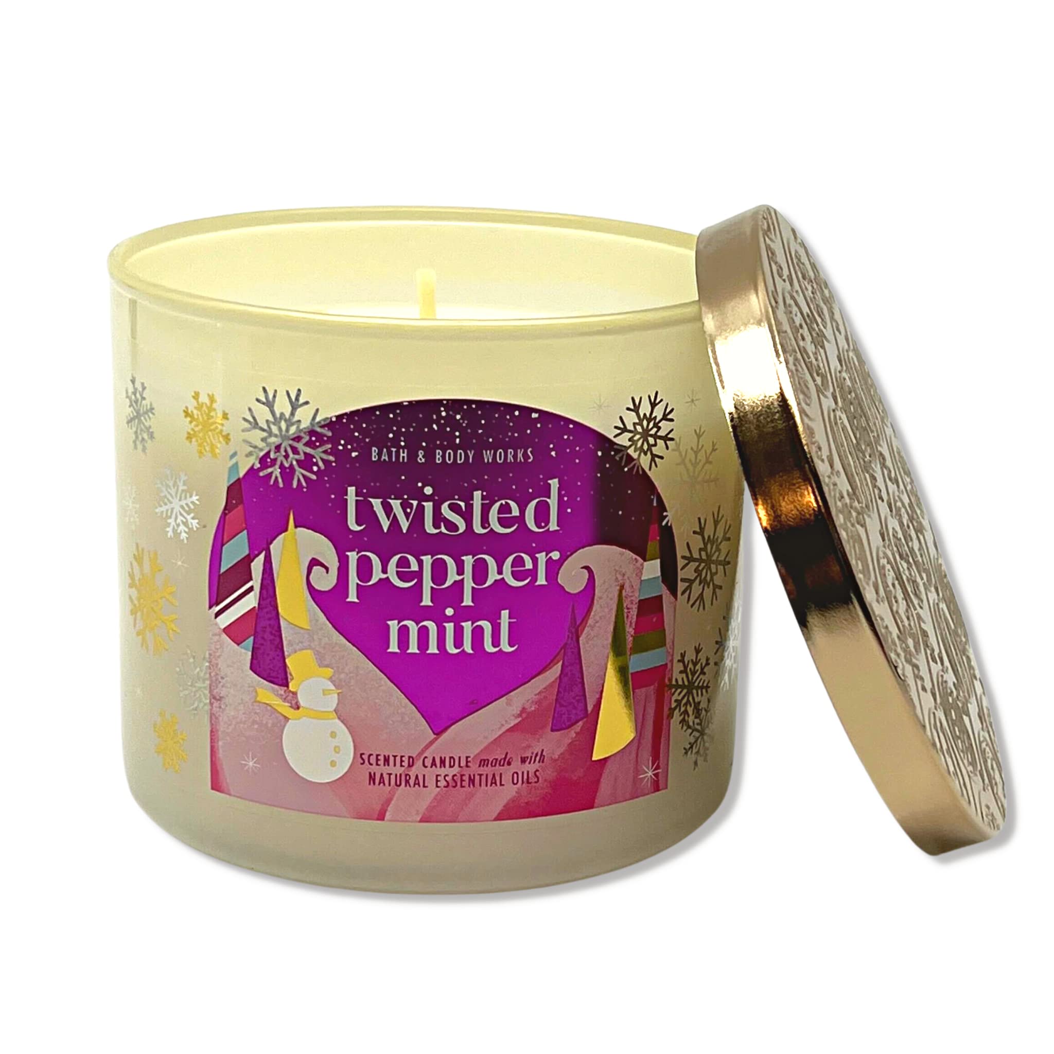Bath & Body Works Twisted Peppermint Scented Candle 3-Wick Candle with Essential Oils - 14.5oz - 2022 Holiday Scents